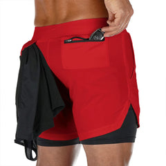 2025 Summer Running Shorts Men 2 in 1 Sports Jogging Fitness Shorts Training Quick Dry Mens Gym Men Shorts Sport gym Short Pants