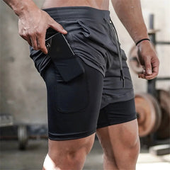 2025 Summer Running Shorts Men 2 in 1 Sports Jogging Fitness Shorts Training Quick Dry Mens Gym Men Shorts Sport gym Short Pants