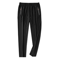 Ice Silk Men's Pants 2023 Summer New Black Gray Thin Business Casual Pants Outdoor Elastic Breathable Straight Leg Sweatpants ﻿