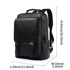 Leather Backpack for Men, 14 inch Laptop Backpack, Travel Daypack with USB Port, Water Resistant Leather Business Daypack