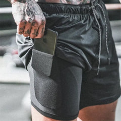 2025 Summer Running Shorts Men 2 in 1 Sports Jogging Fitness Shorts Training Quick Dry Mens Gym Men Shorts Sport gym Short Pants