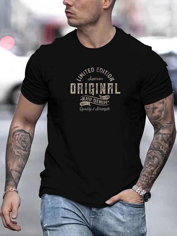 Man short sleeve T-shirt 100% Cotton Letter Print Round Neck Oversized Tee Casual Breathable High Quality T-shirts for men