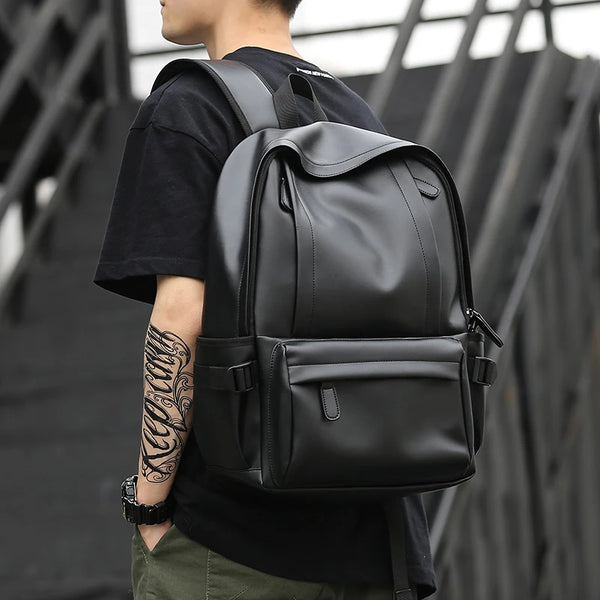 Leather Backpack for Men, 14 inch Laptop Backpack, Travel Daypack with USB Port, Water Resistant Leather Business Daypack