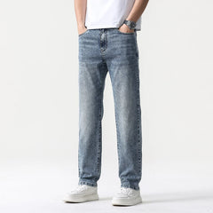 Wide Leg Jeans Men Baggy Pants Summer Straight Cut Loose Retro Blue Denim Pants Streetwear Fashion Pockets Vintage Man Clothes