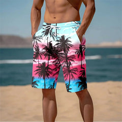 Harajuku 3D Cocoanut Trees Printing Beach Shorts Palm Tree Graphic Board Shorts For Men Summer New Hawaiian Cool Swimming Trunks