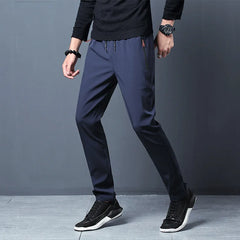 Ice Silk Men's Pants 2023 Summer New Black Gray Thin Business Casual Pants Outdoor Elastic Breathable Straight Leg Sweatpants ﻿