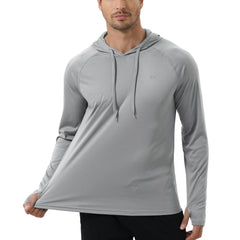 Summer Men's Long Sleeve UPF 50+ Hoodie Shirts, Rash Guard Quick Dry Lightweight T-shirt for Outdoor Jogger Sport Pullover