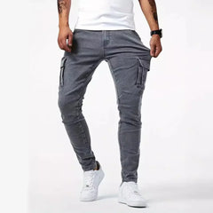 New Jeans Men's Side Pocket Skinny Jeans Slim Solid Color High Waist Denim Pencil Pants Summer