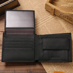 JINBAOLAI Retro Short Men Wallets Genuine Leather Credit Card Holder Waterproof Men Purse Classic Coin Pocket Black Male Wallet