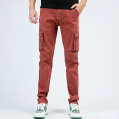 New Jeans Men's Side Pocket Skinny Jeans Slim Solid Color High Waist Denim Pencil Pants Summer