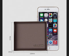 LAORENTOU Genuine Leather Men Short Wallet Card Holder with Zipper Pocket Gift for Husband, Boyfriend