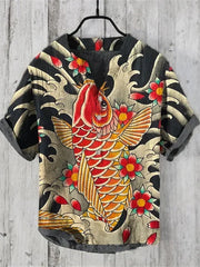 Spring and summer men's and women's shirts independent station casual fish pattern Hawaiian style printed shirts men's tops