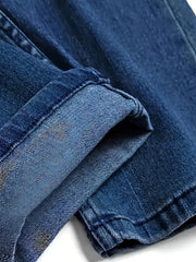 Men'S Distressed Fashion Jeans - Street Style, Comfortable Stretch Denim with Ripped Detail, Versatile for All Seasons, Everyday