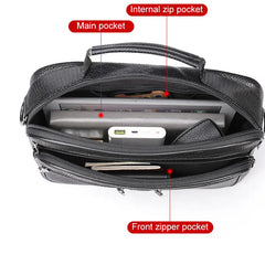 Genuine Leather Shoulder Bag for Men Black Cowhide Leather Handbag for Men Business Office Messenger Bag Male Crossbody Bag