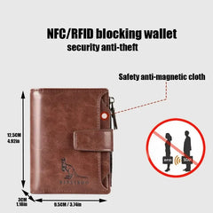 PU Leather Men's Wallet Luxury Short RFID Card Holder for Men Zipper Coin Purse Portable Male Billfold