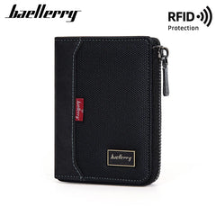 Baellerry RFID Simple Short Men Zipper Wallets Luxury Brand Card Holder Male Wallet Photo Holder Coin Pocket Man Purses