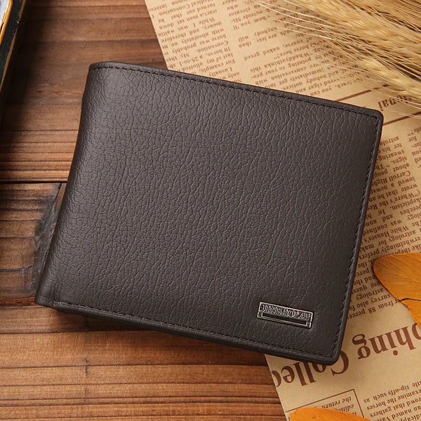 JINBAOLAI Retro Short Men Wallets Genuine Leather Credit Card Holder Waterproof Men Purse Classic Coin Pocket Black Male Wallet