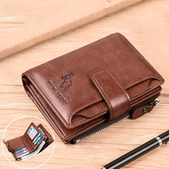 PU Leather Men's Wallet Luxury Short RFID Card Holder for Men Zipper Coin Purse Portable Male Billfold