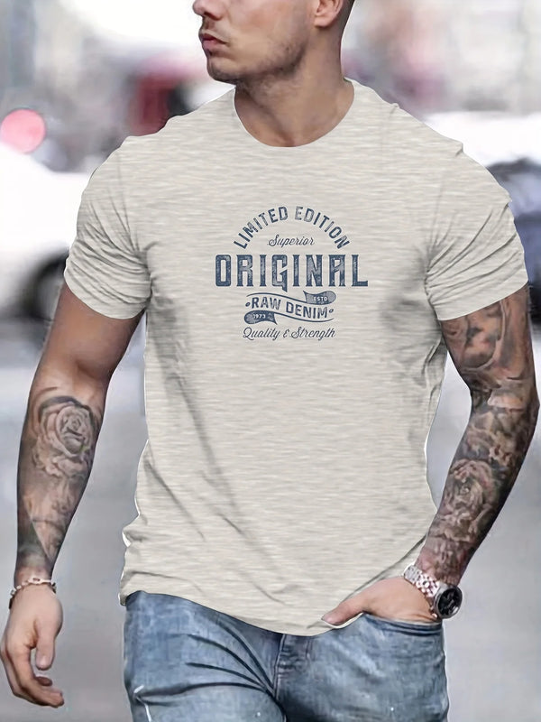 Man short sleeve T-shirt 100% Cotton Letter Print Round Neck Oversized Tee Casual Breathable High Quality T-shirts for men