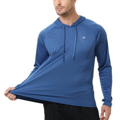 Summer Men's Long Sleeve UPF 50+ Hoodie Shirts, Rash Guard Quick Dry Lightweight T-shirt for Outdoor Jogger Sport Pullover