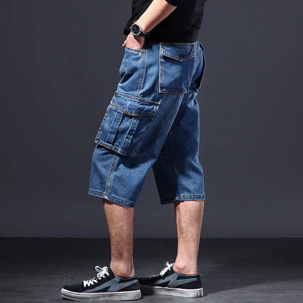 2025 summer new thin loose multi pocket workwear five quarter denim shorts seven quarter casual multi pocket denim shorts